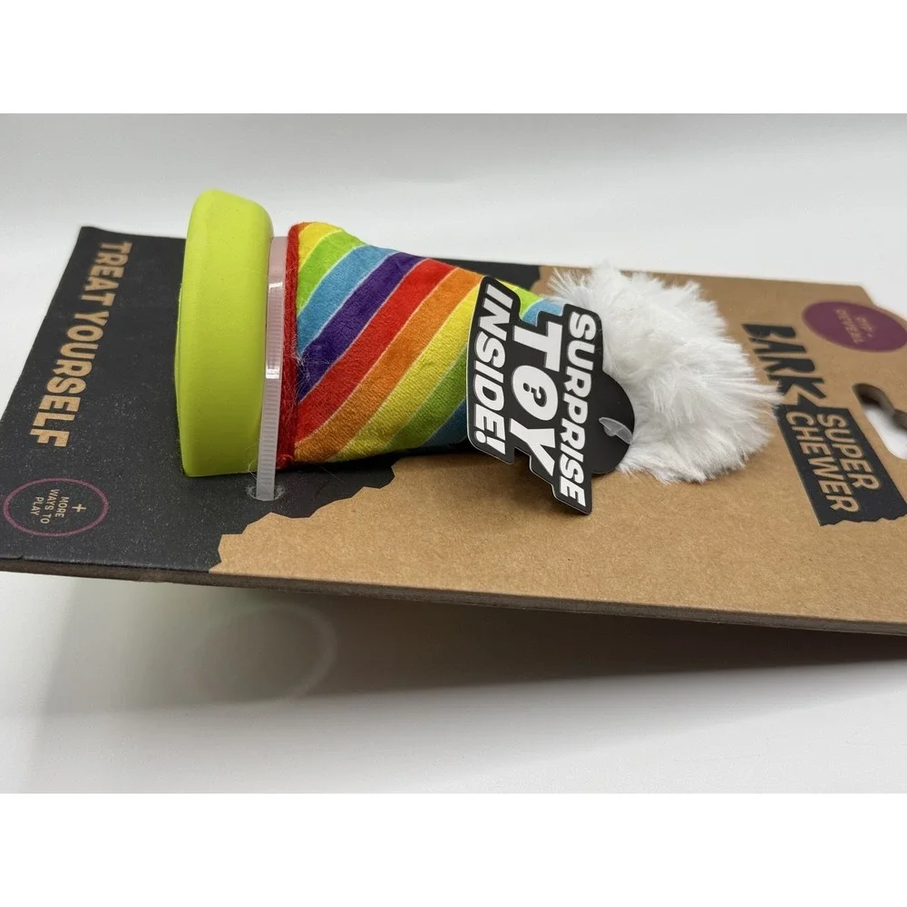 Bark Super Chewer Treat Yourself Dog Toy Rainbow Rip + Reveal Medium-Large
